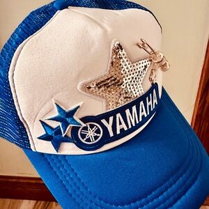 Supercross/Motocross Yamaha Blue and White Cap with Star Accents